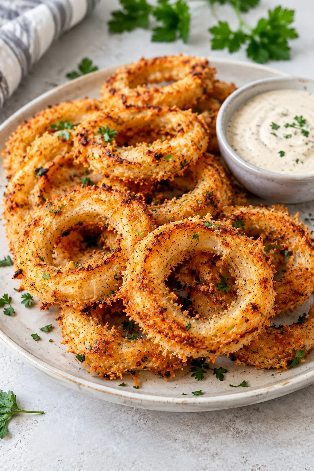 Crispy Keto Onion Rings (No Breadcrumbs, No Frying!) 6 Crispy Keto Onion Rings recipe card image