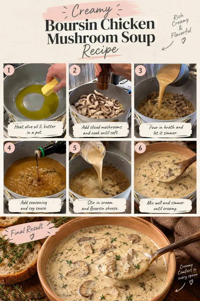 Boursin Chicken and Mushroom Soup (Creamy & Easy) 3 Method of Boursin Chicken and Mushroom Soup
