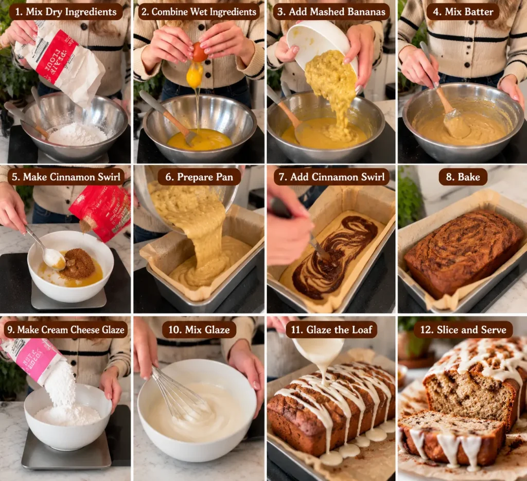 Cinnamon Roll Banana Bread (Moist & Easy Recipe) 3 Method of Cinnamon Roll Banana Bread