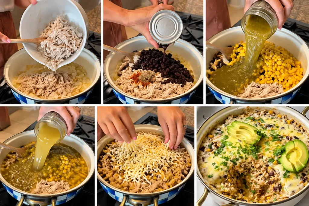 Salsa Verde Chicken & Rice Skillet 3 Process of making Salsa Verde Chicken and Rice Skillet
