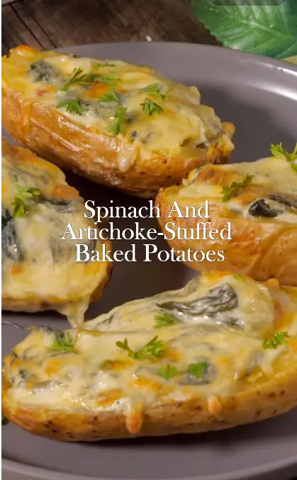 Loaded Potato Ideas – 16 Delicious Baked Potato Toppings 9 Spinach Artichoke Loaded Potato