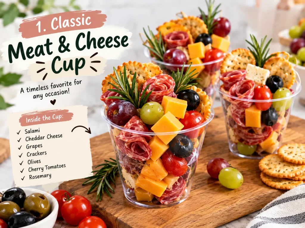 Individual Charcuterie Cups: 9 Easy Ideas for Parties 2 Classic Meat & Cheese Cups