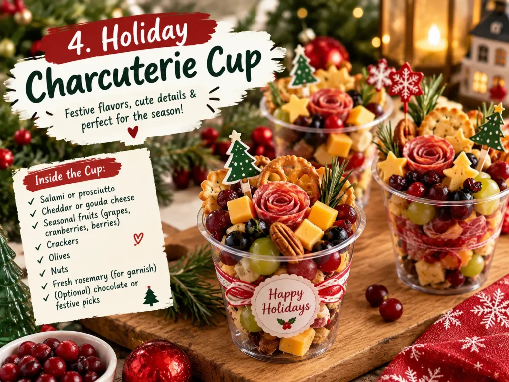 Individual Charcuterie Cups: 9 Easy Ideas for Parties 4 holiday charcuterie cups