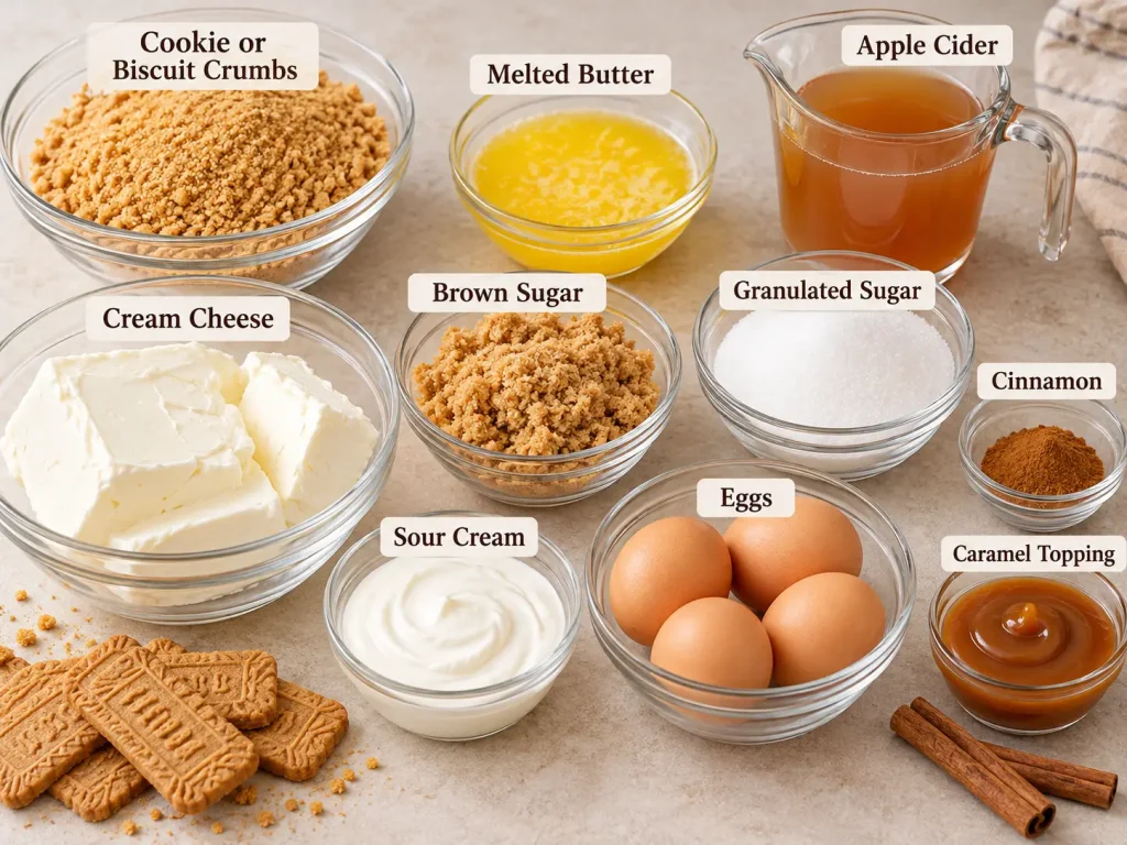 Apple Cider Cheesecake with Cinnamon-Glazed Apples 2 ingrediants for apple cider cheesecake recipe