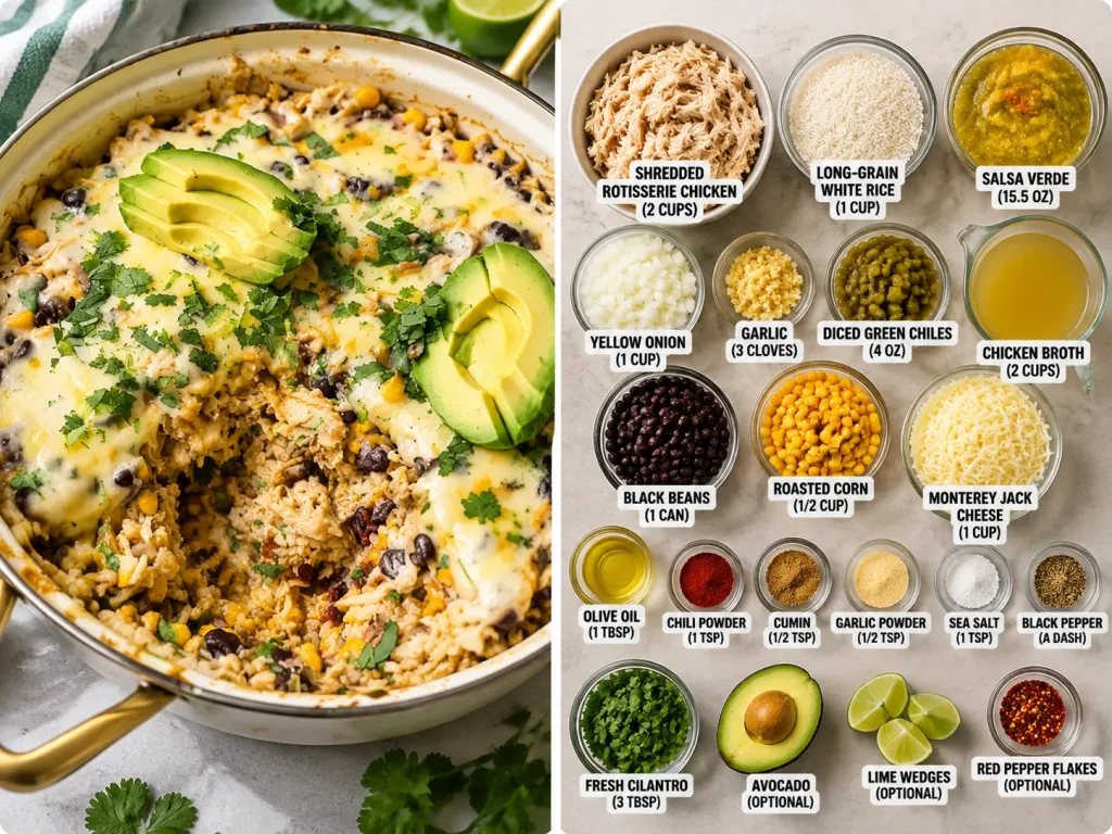 Salsa Verde Chicken & Rice Skillet 2 ingrediants of Salsa Verde Chicken with Rice Skillet