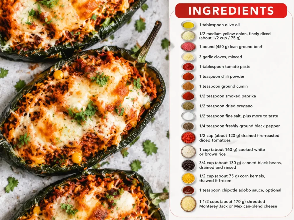 Easy Stuffed Poblano Peppers with Ground Beef 2 ingrediants of stuffed poblano peppers