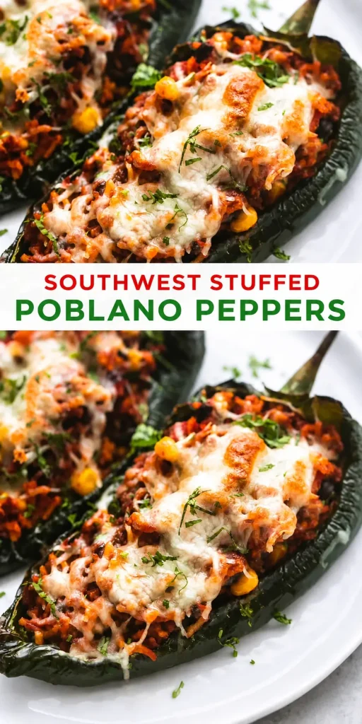 Easy Stuffed Poblano Peppers with Ground Beef 3 southwest stuffed poblano peppers